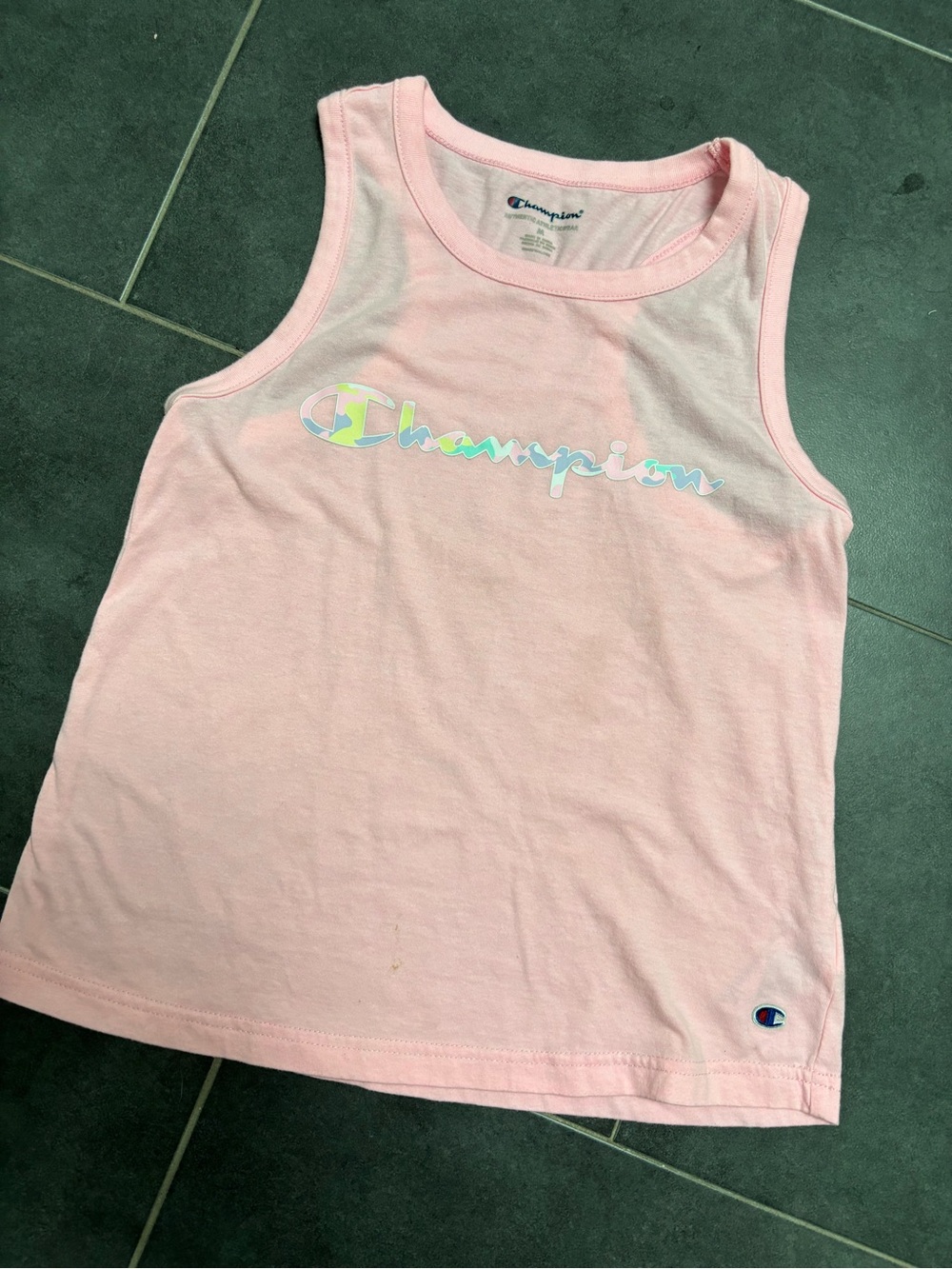 Champion Pink Girls' Tank Top with Iridescent Logo
